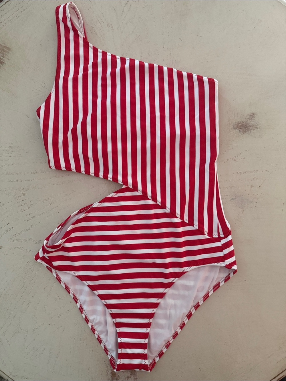 Araks one strap red striped one-piece swimsuit sz L NEW